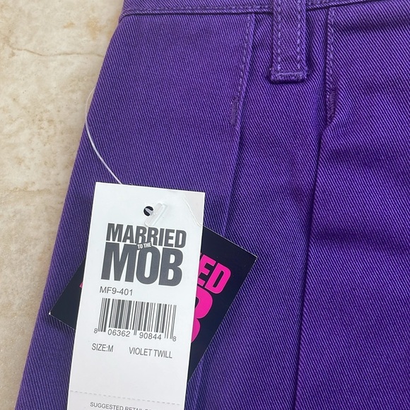 Married to the Mob Purple Pleated Mini Skirt NWT Size M Y2K Streetwear Button - Picture 5 of 16